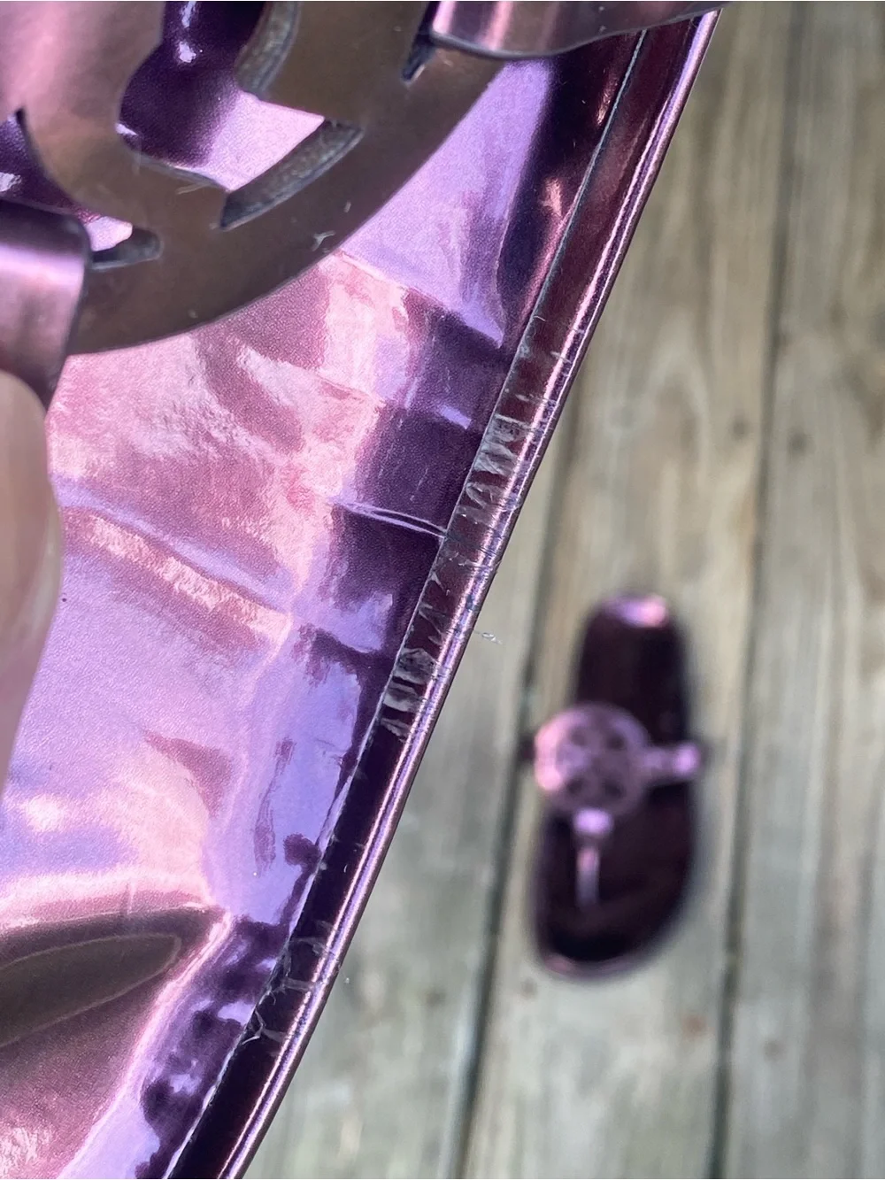 TORY BURCH- “Miller Cloud” Purple Metallic Mirror Logo Thong Sandals